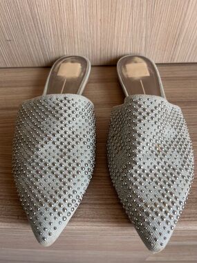 Dolce Vita Silver Beaded Pointed-Toe Slip-On Mules